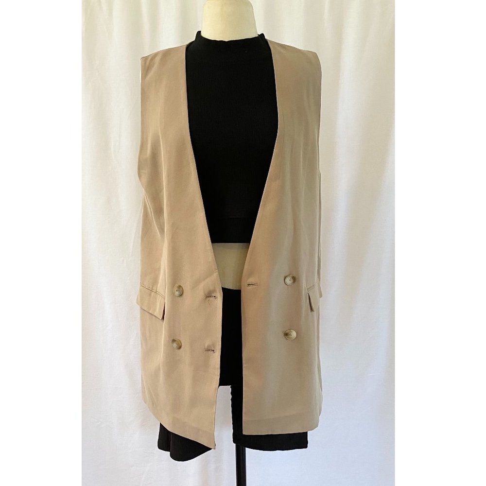 sleeveless tailored double breasted vest blazer